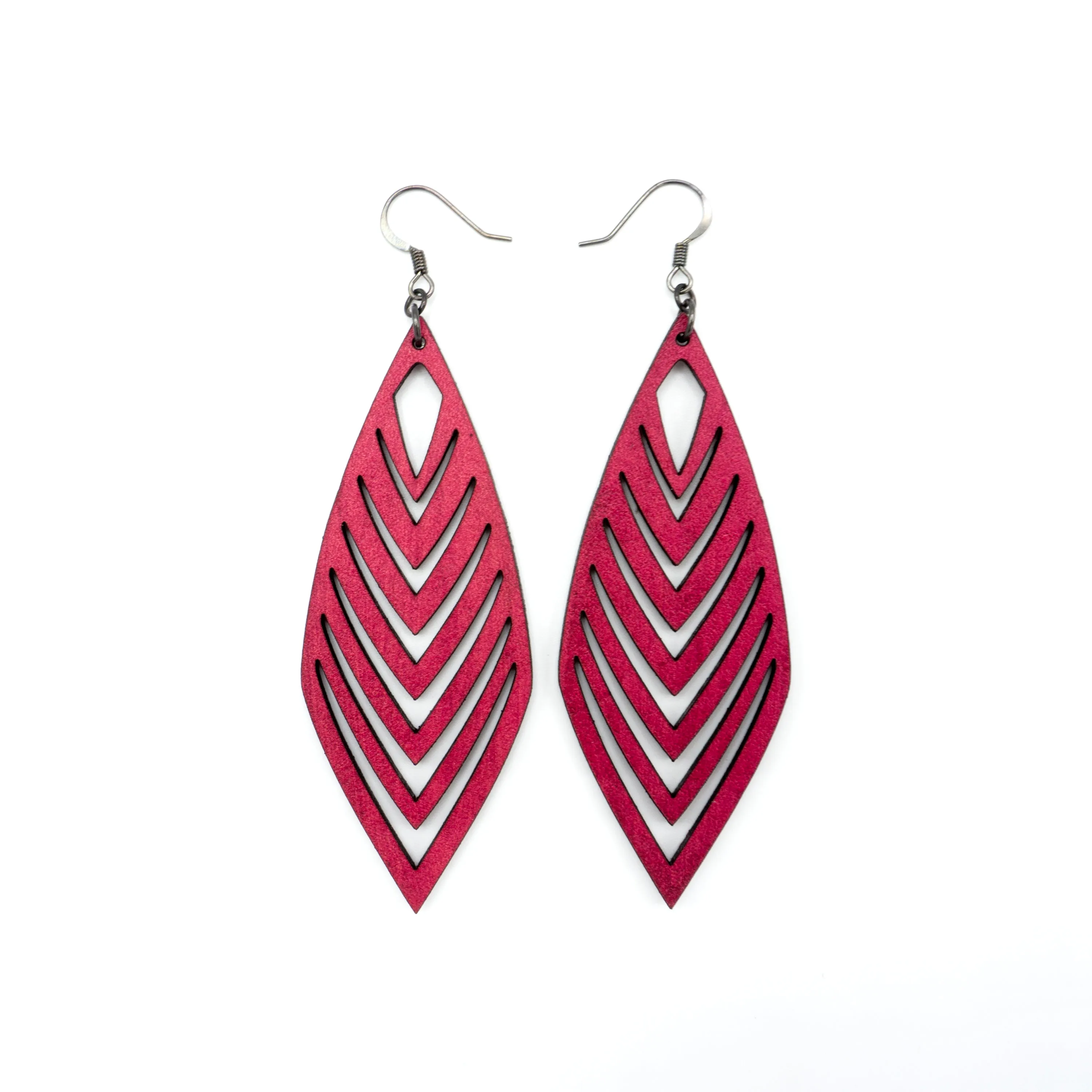 Terrabyte 18 // Leather Earrings - Fuchsia