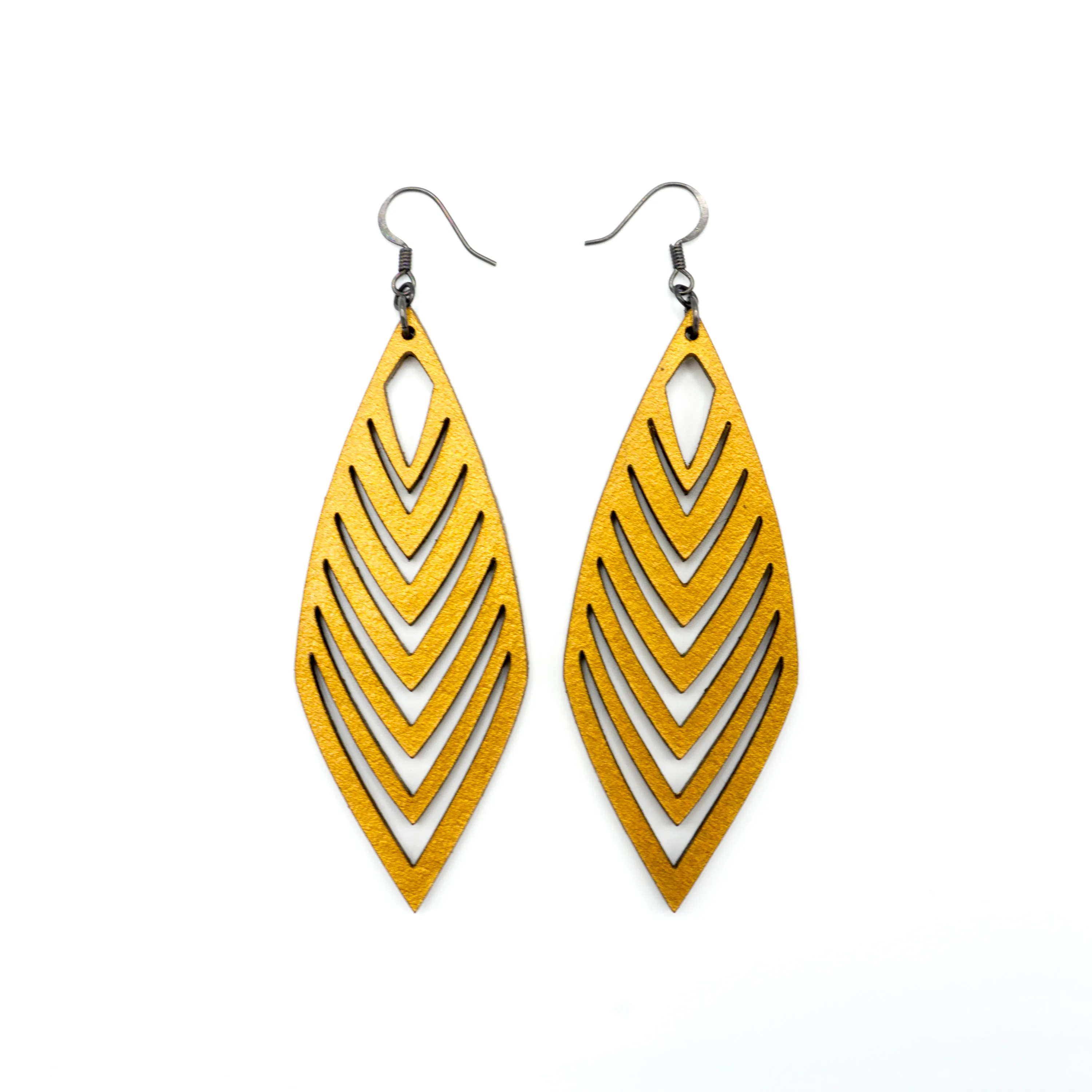 Terrabyte 18 // Leather Earrings - Gold