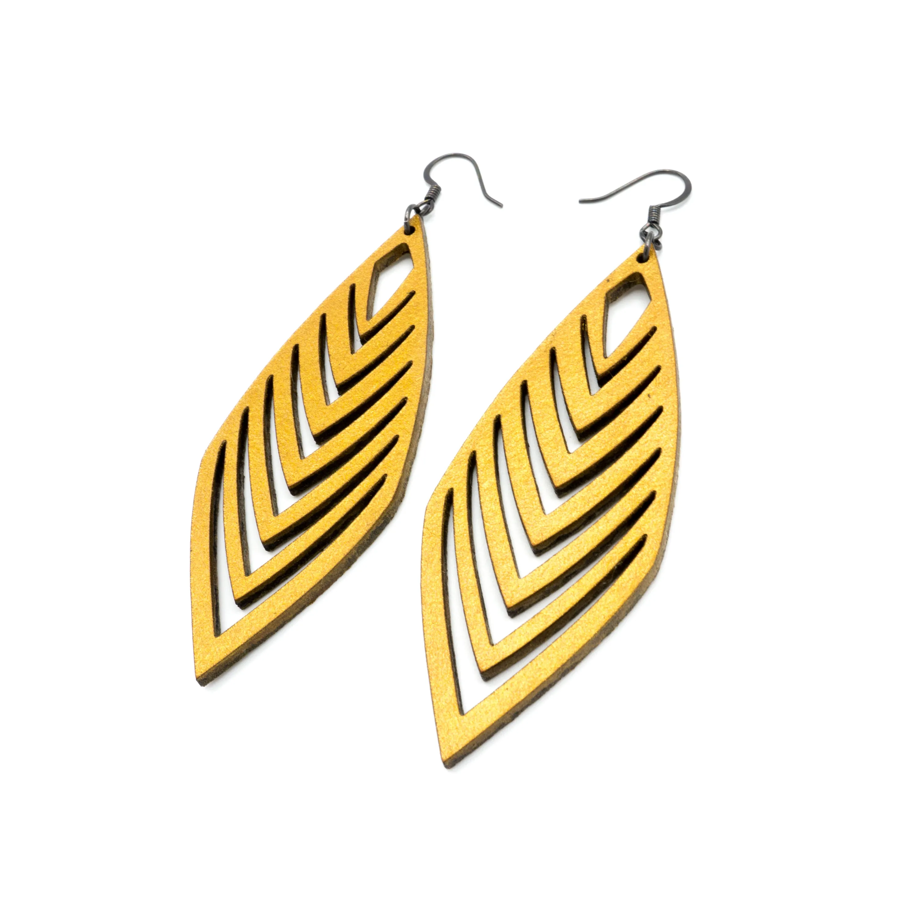 Terrabyte 18 // Leather Earrings - Gold
