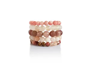 The Pretty Pink Set - gemstone stretch bracelet set of 5