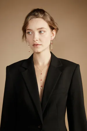 THREADER EARRING WITH RED STONES