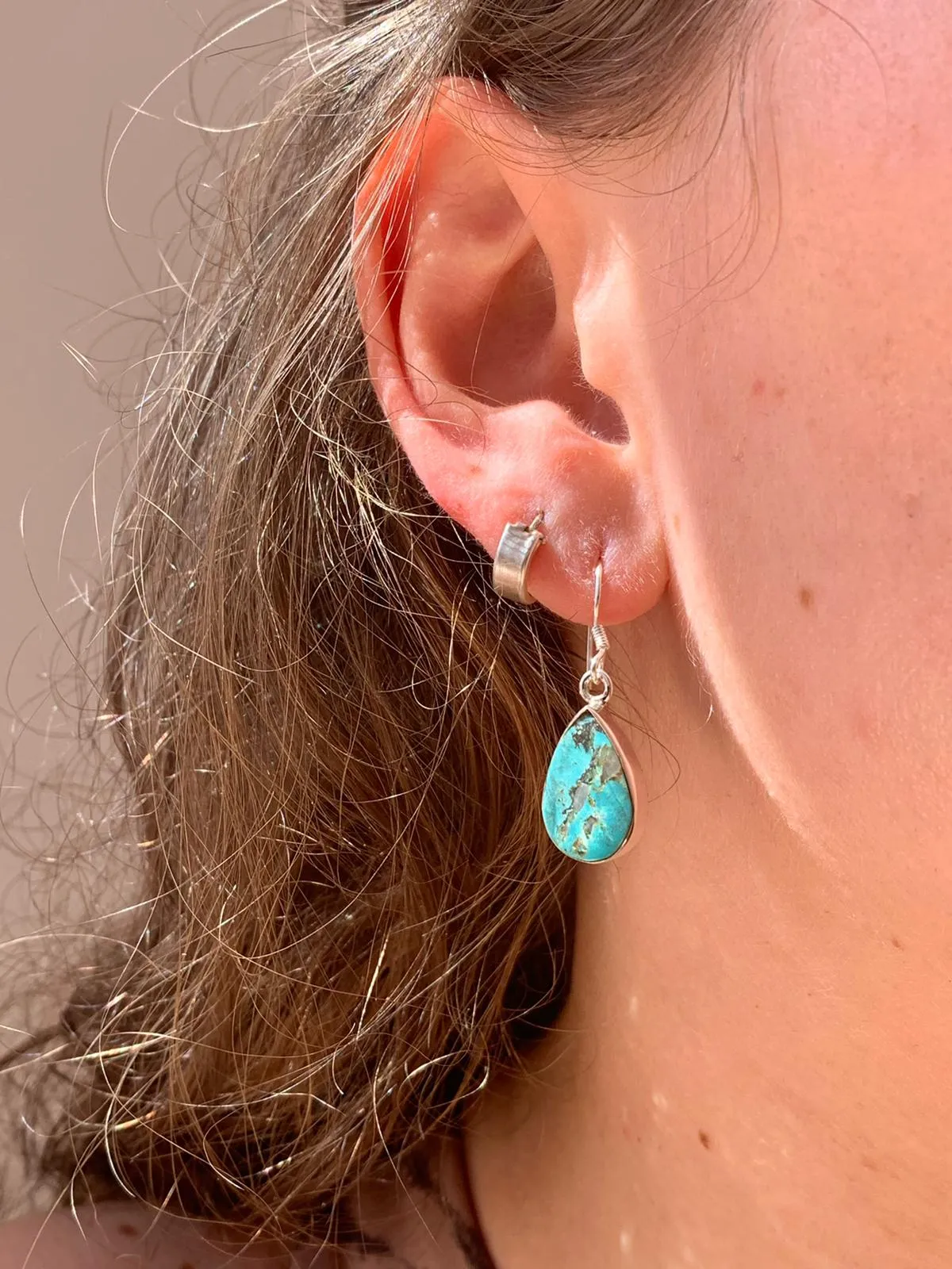 Tibetan Turquoise Akoni Earrings - Teardrop