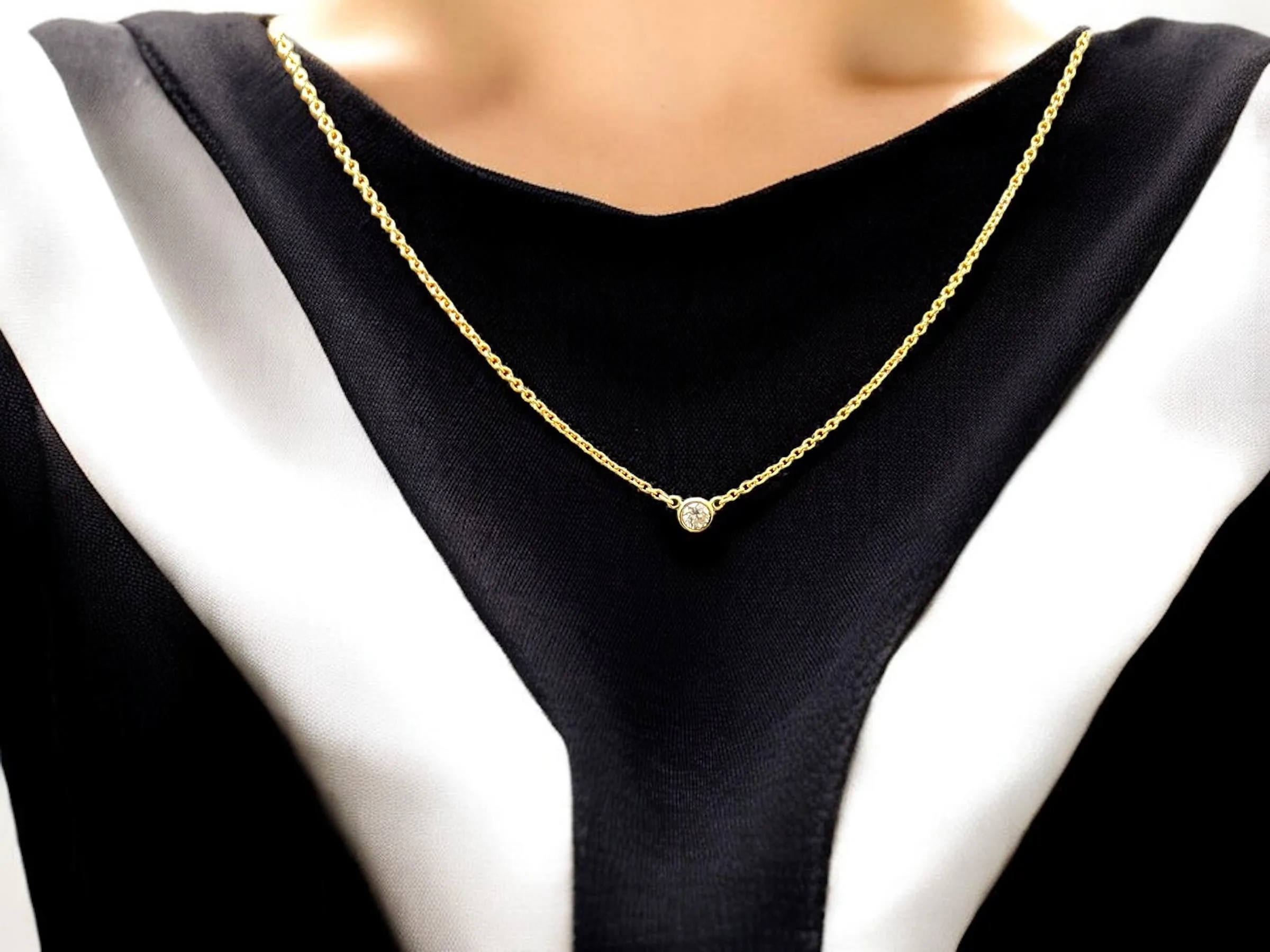 Tiffany & Co. 0.15ct 18k YG Peretti Diamond Necklace