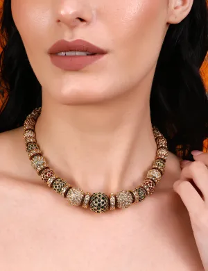 Traditional Gold-Toned Beaded Sona Moti Necklace