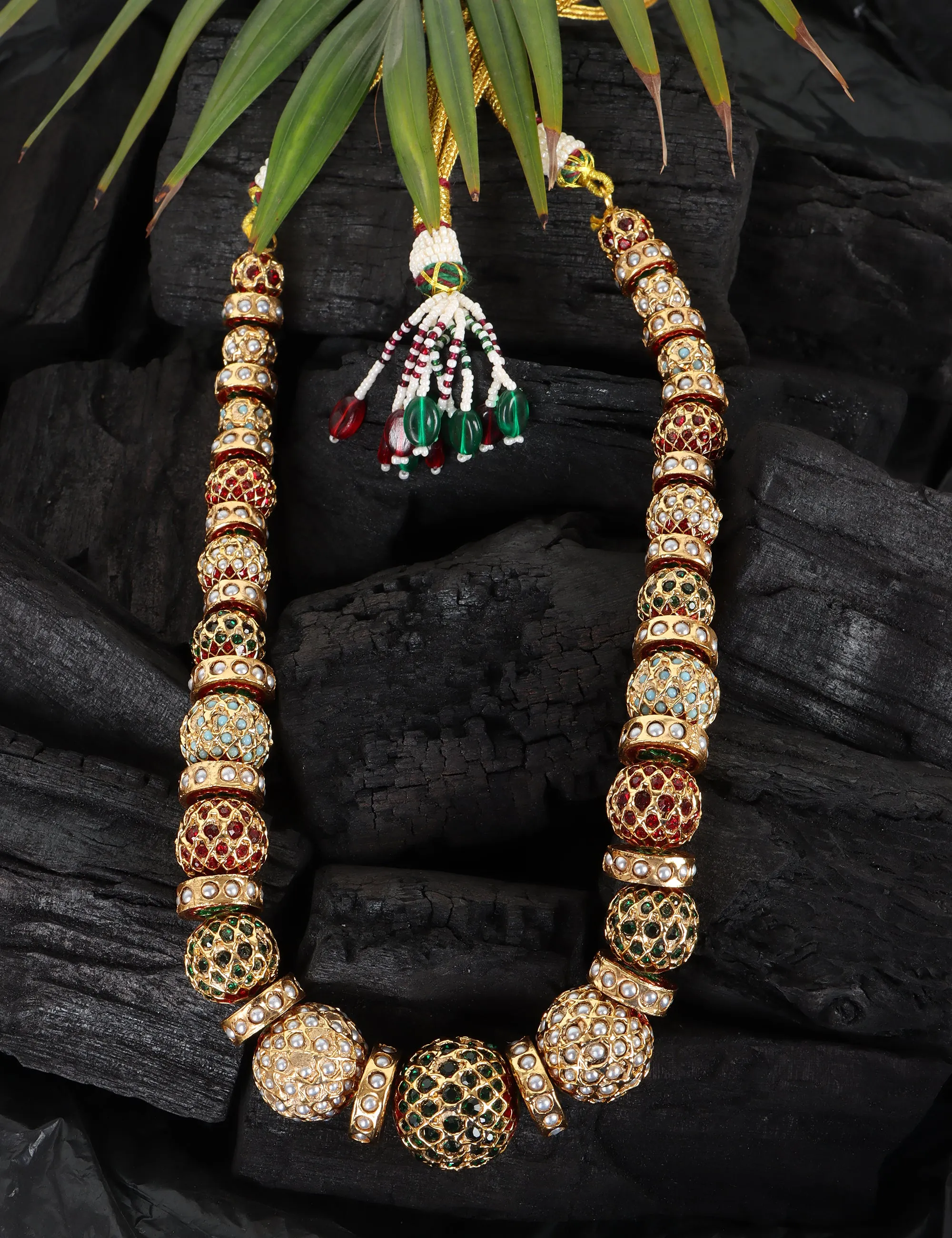 Traditional Gold-Toned Beaded Sona Moti Necklace