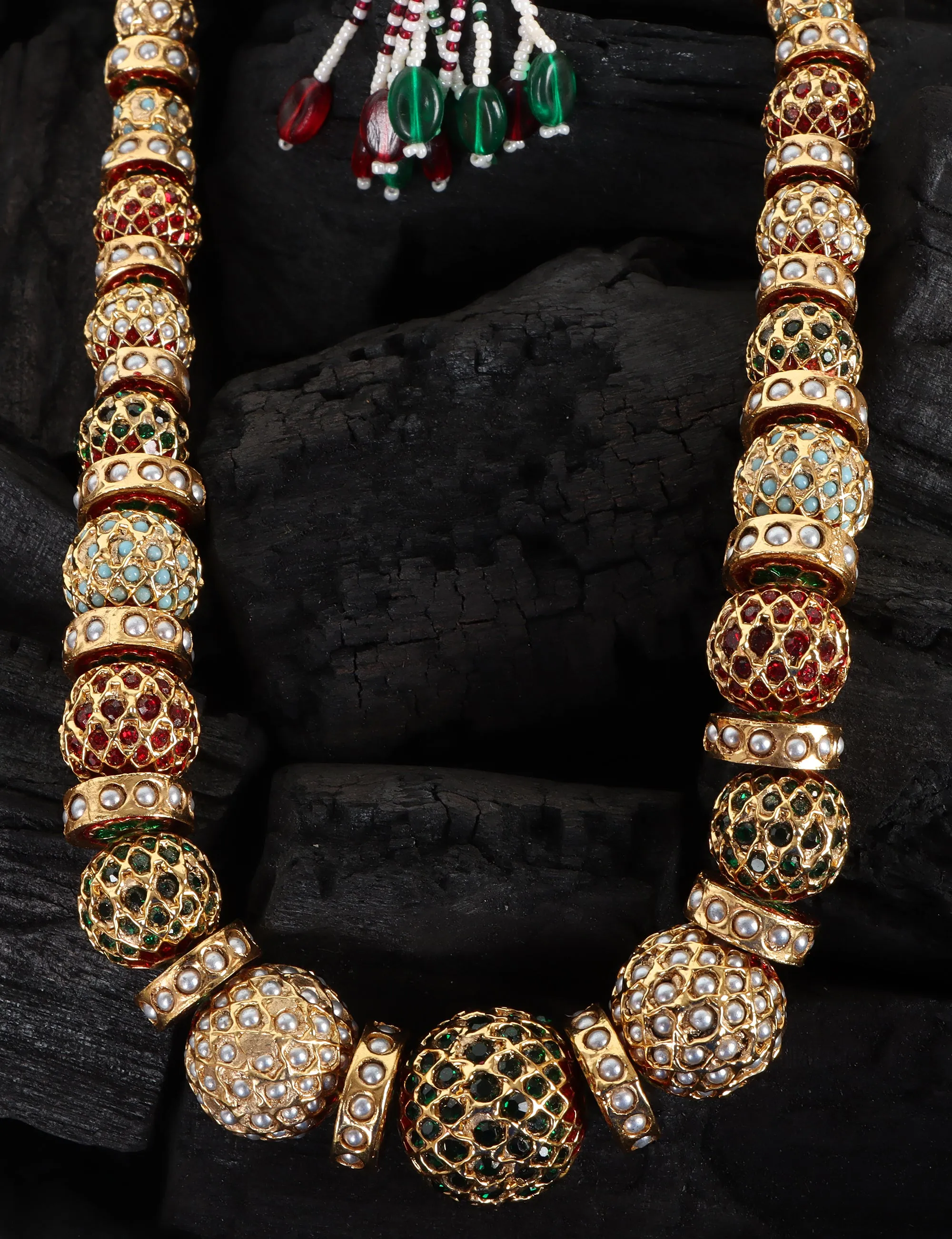 Traditional Gold-Toned Beaded Sona Moti Necklace