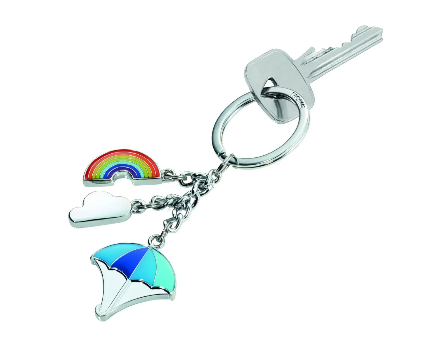 Troika Rainbow, Cloud, and Umbrella Key Chain