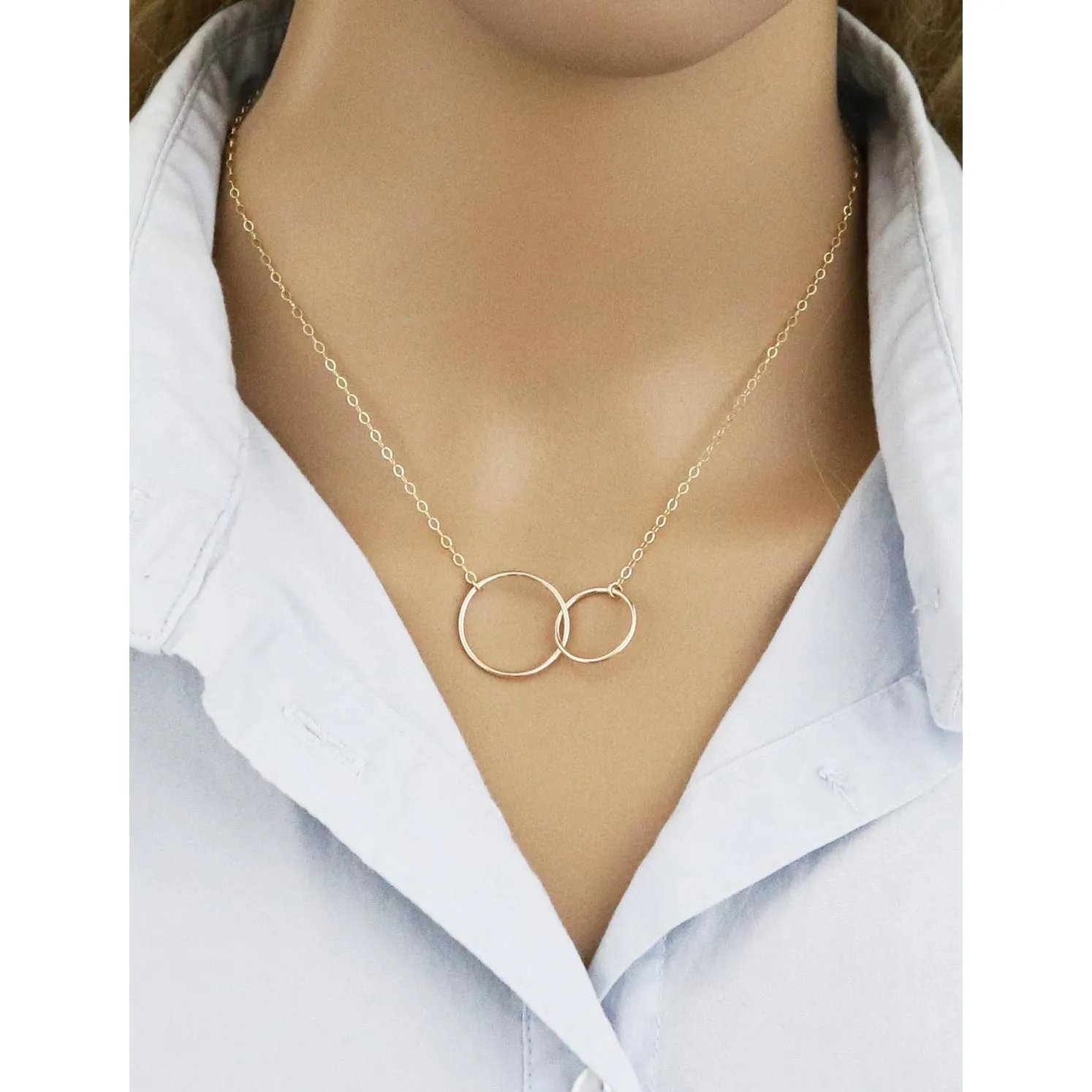 Unity Linked Large Circle Gold Necklace