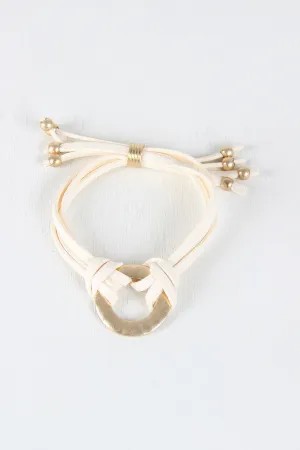 Vegan Leather Pull String Circle Bracelet