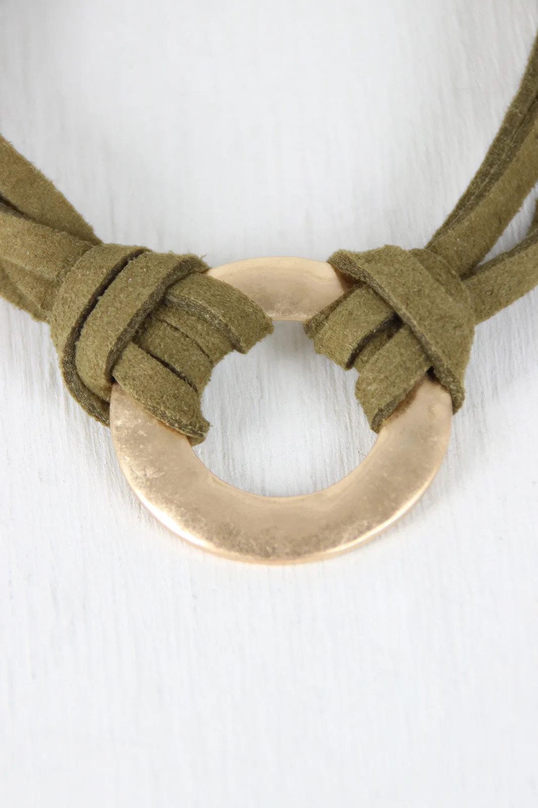 Vegan Leather Pull String Circle Bracelet