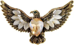 Vintage Eagle Brooch for Man Women Cool Crystal Animal Bird Eagle Brooches Pins Art Deco Corsages Scarf Clips