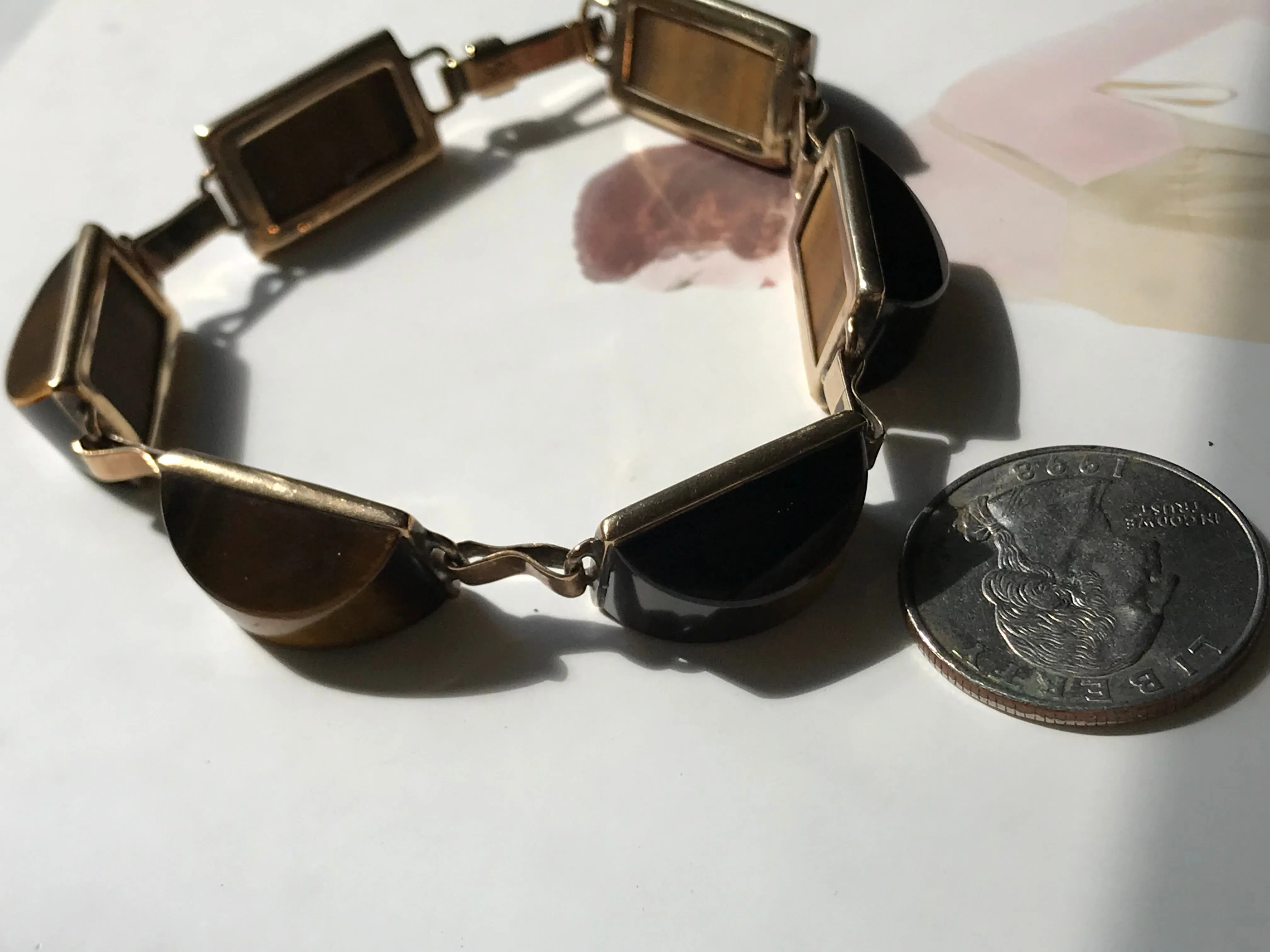 Vintage Tiger's Eye Cabochon Bracelet