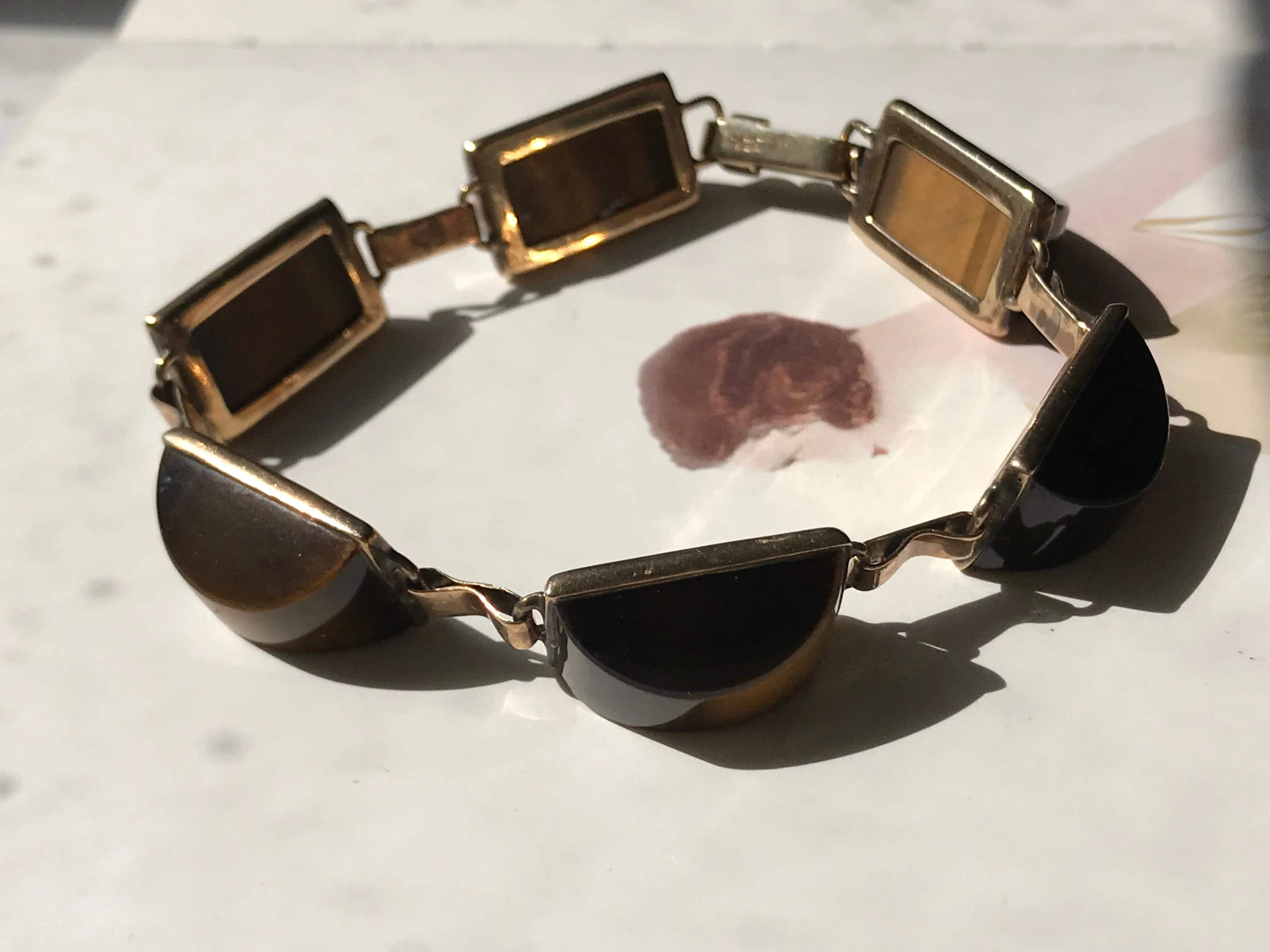 Vintage Tiger's Eye Cabochon Bracelet
