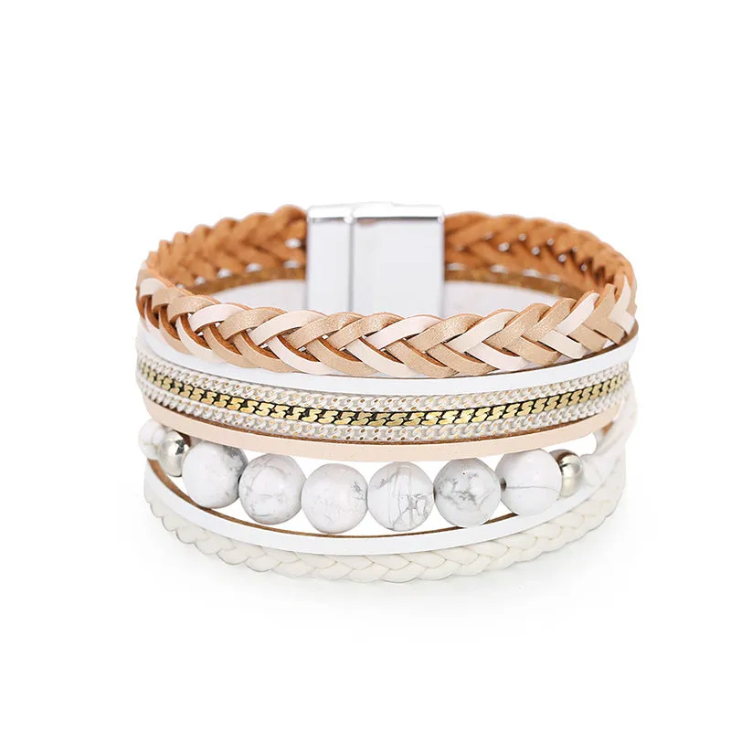 Wholesale Bohemian Multi-layered Braided Genuine Leather Bracelet