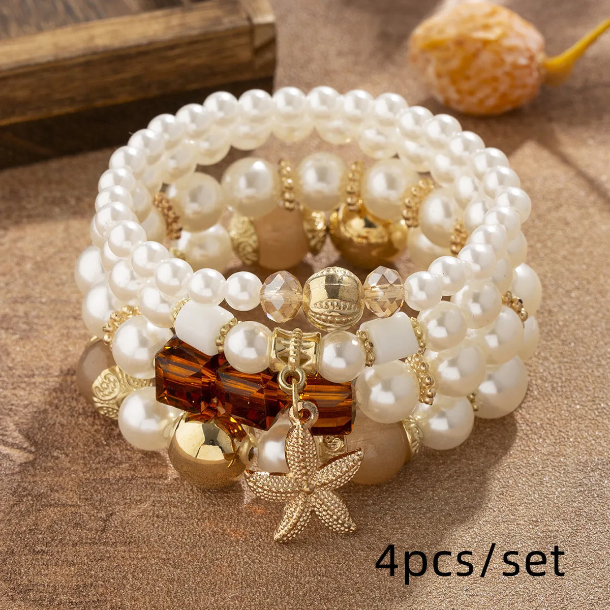 Wholesale bohemian starfish Pearl multi-layer beaded bracelet jewelry