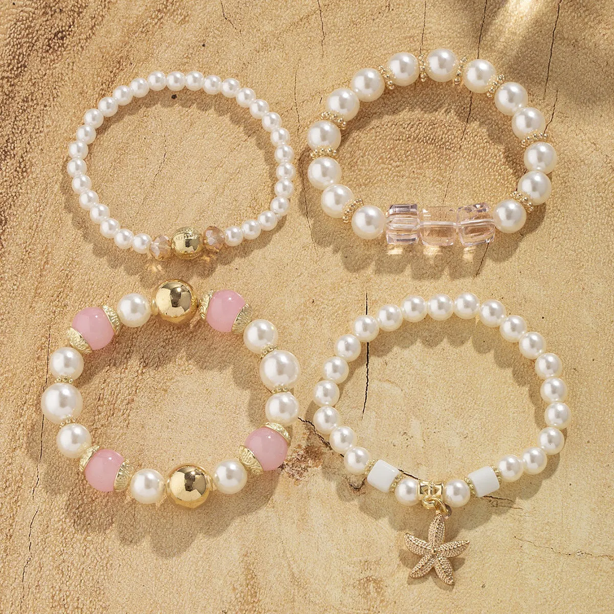 Wholesale bohemian starfish Pearl multi-layer beaded bracelet jewelry