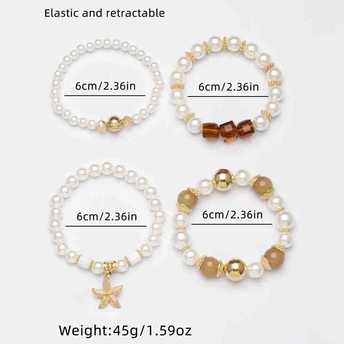 Wholesale bohemian starfish Pearl multi-layer beaded bracelet jewelry