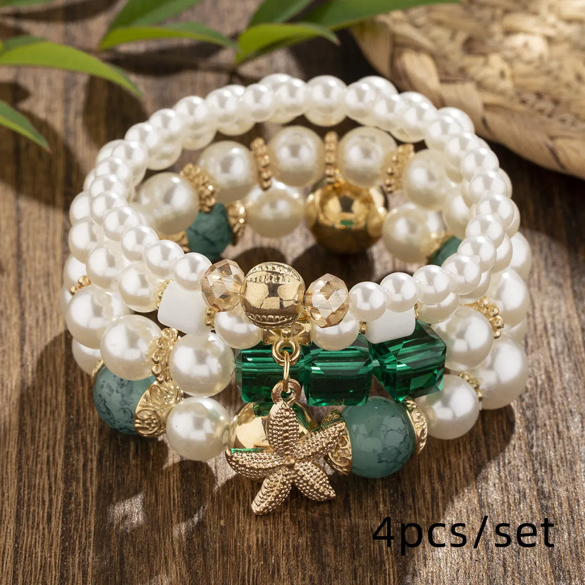 Wholesale bohemian starfish Pearl multi-layer beaded bracelet jewelry