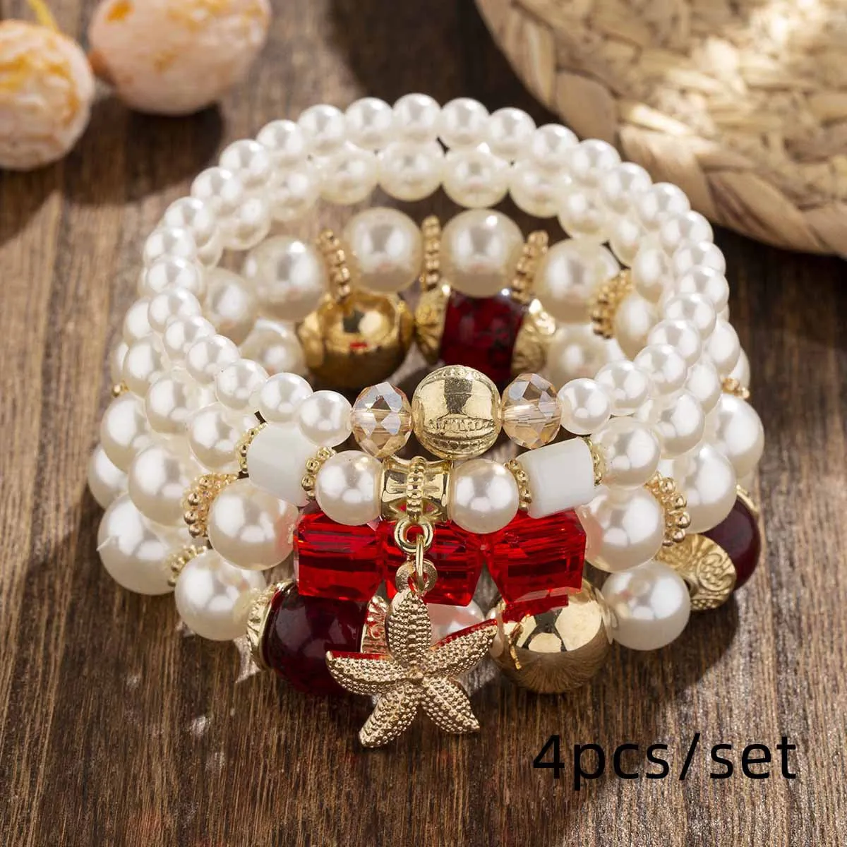 Wholesale bohemian starfish Pearl multi-layer beaded bracelet jewelry