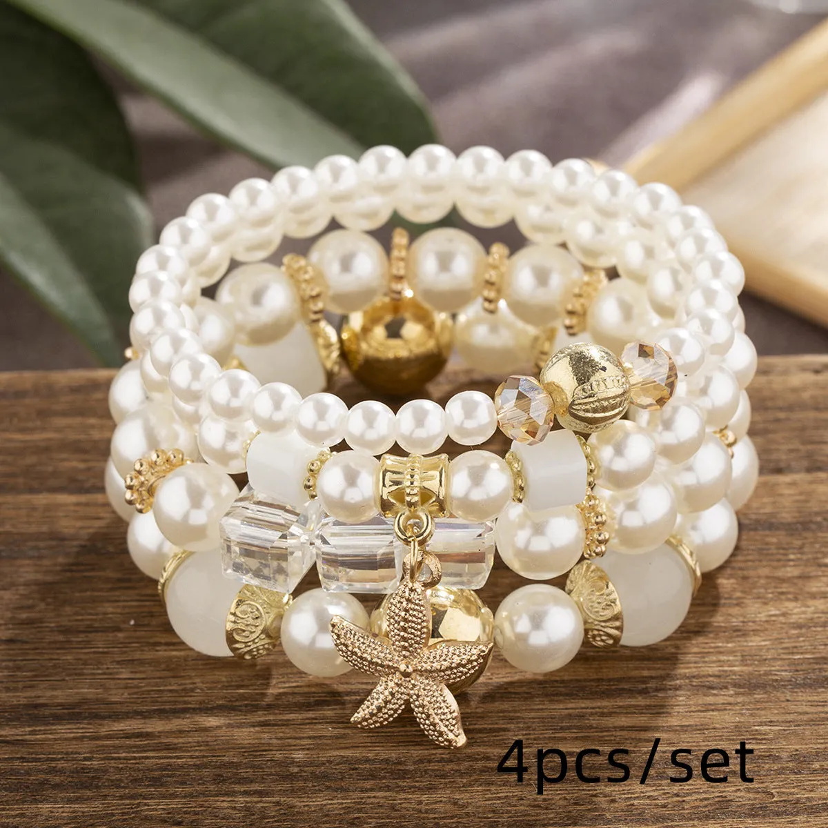 Wholesale bohemian starfish Pearl multi-layer beaded bracelet jewelry
