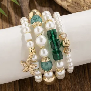 Wholesale bohemian starfish Pearl multi-layer beaded bracelet jewelry