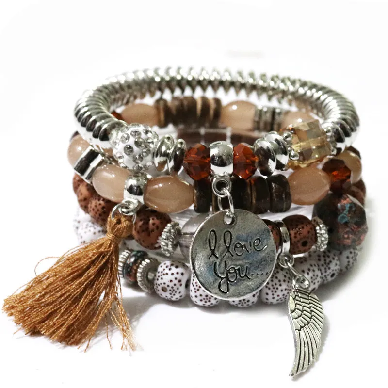 Wholesale Bohemian Tassel Multilayer Beaded Bracelet