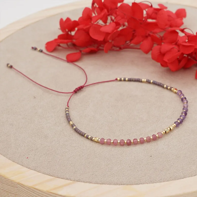 Wholesale Bracelet Glass Simple Bohemian Ethnic Onyx Natural OLY-BT-GBH003