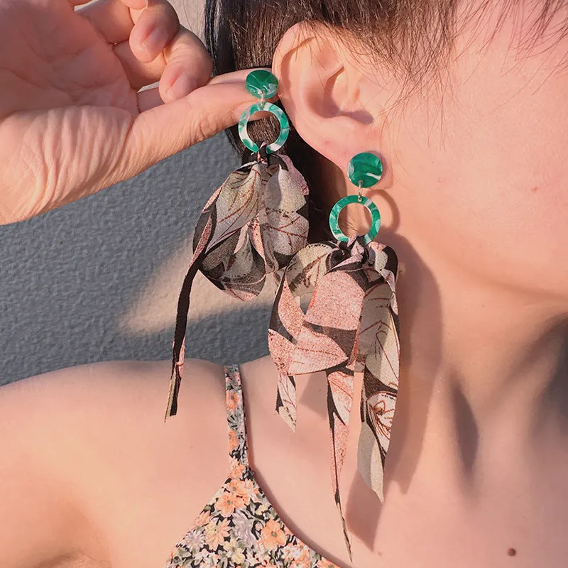 Wholesale Fresh Forest Fabric Earrings Set