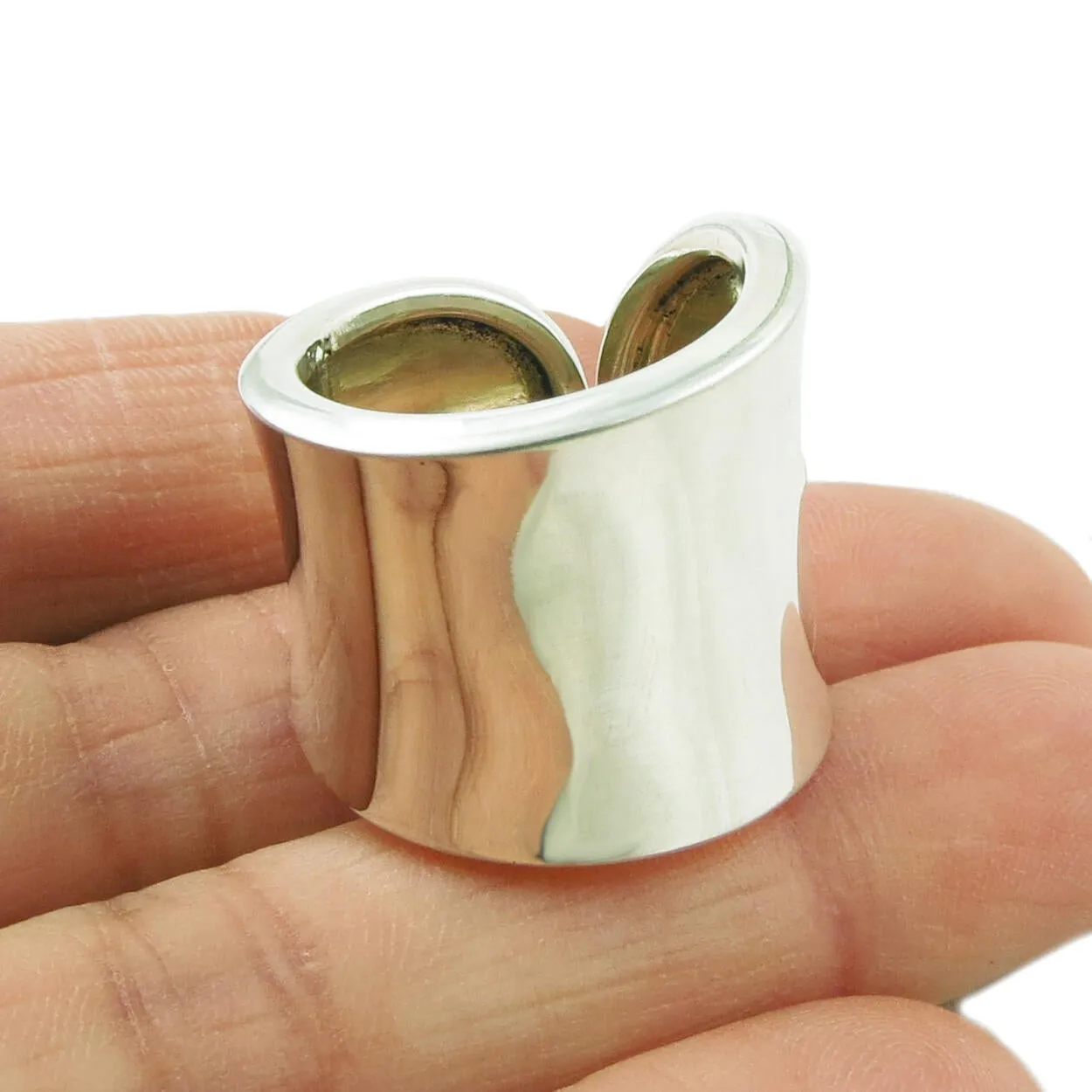 Wide Sterling Silver Wrap Adjustable Size Ring