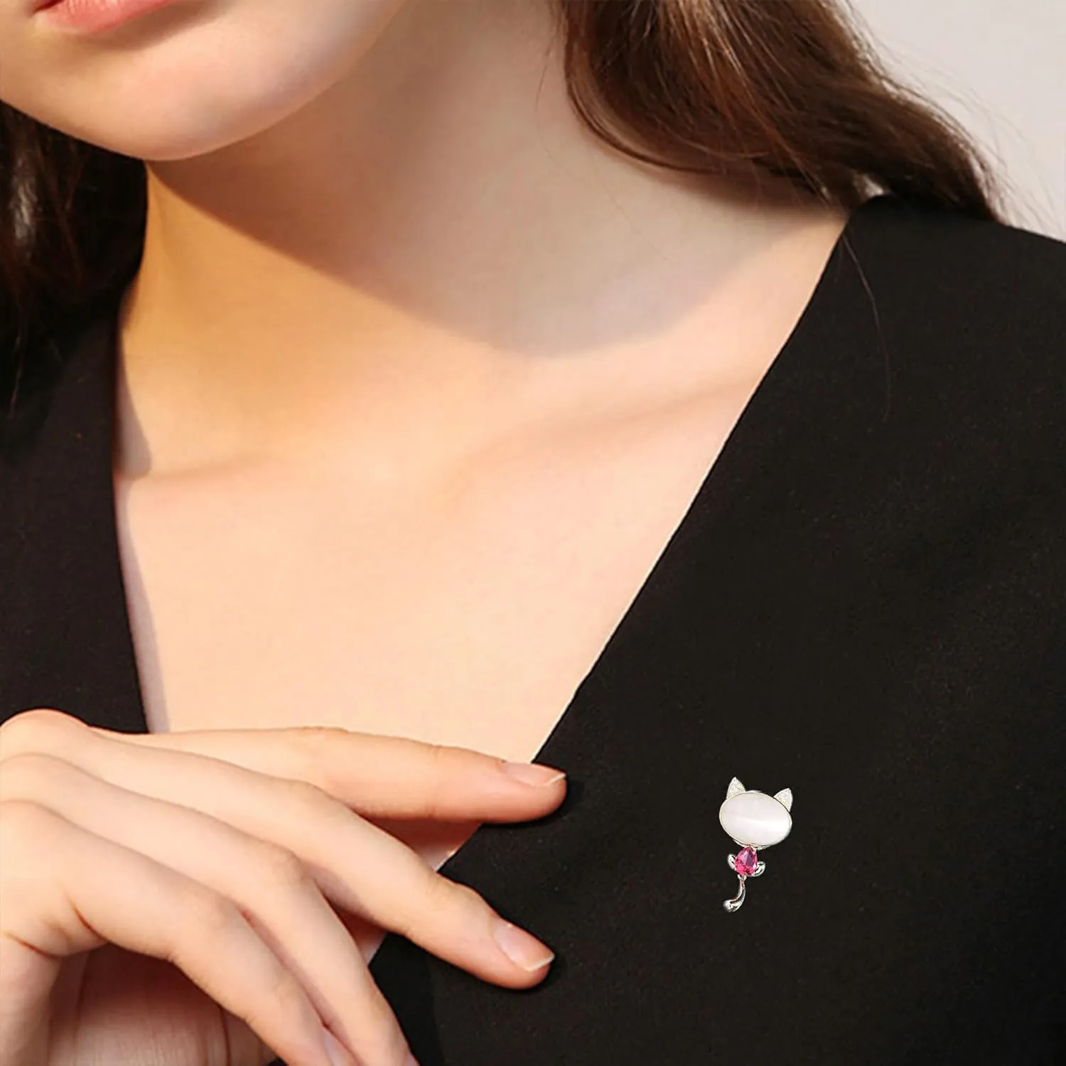 Women Vintage Crystal Cute Cat Brooches For Women Pins Clothing Bag Accessories
