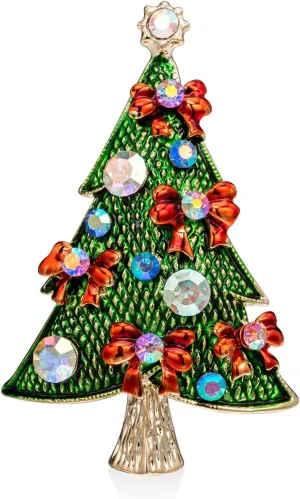 Women's brooch pin, Christmas tree shape with crystal inlay, suitable as a gift, women's fashioncoat temperament brooch pin
