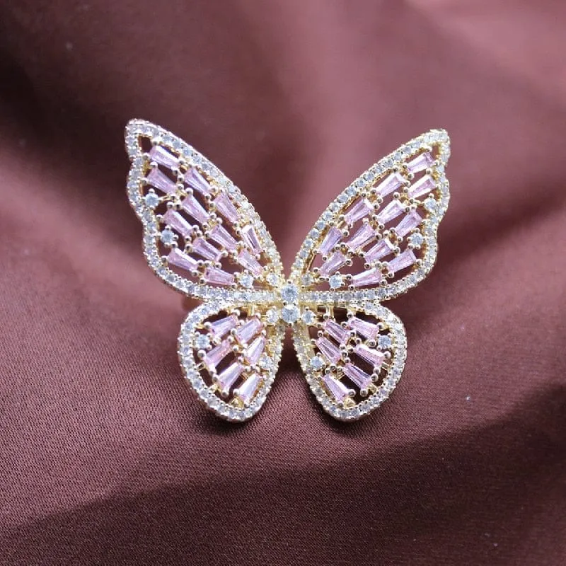 Zircon Butterfly Ring Luxury Shiny Cocktail Party Rings For Women